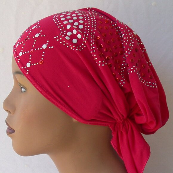 Pink Pre-Tied Stud Fashion Cap Slip On Bonnet Hijab Undercap #4 - Picture 1 of 3